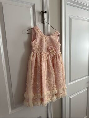 Girls Pink Floral Lace Party Dress